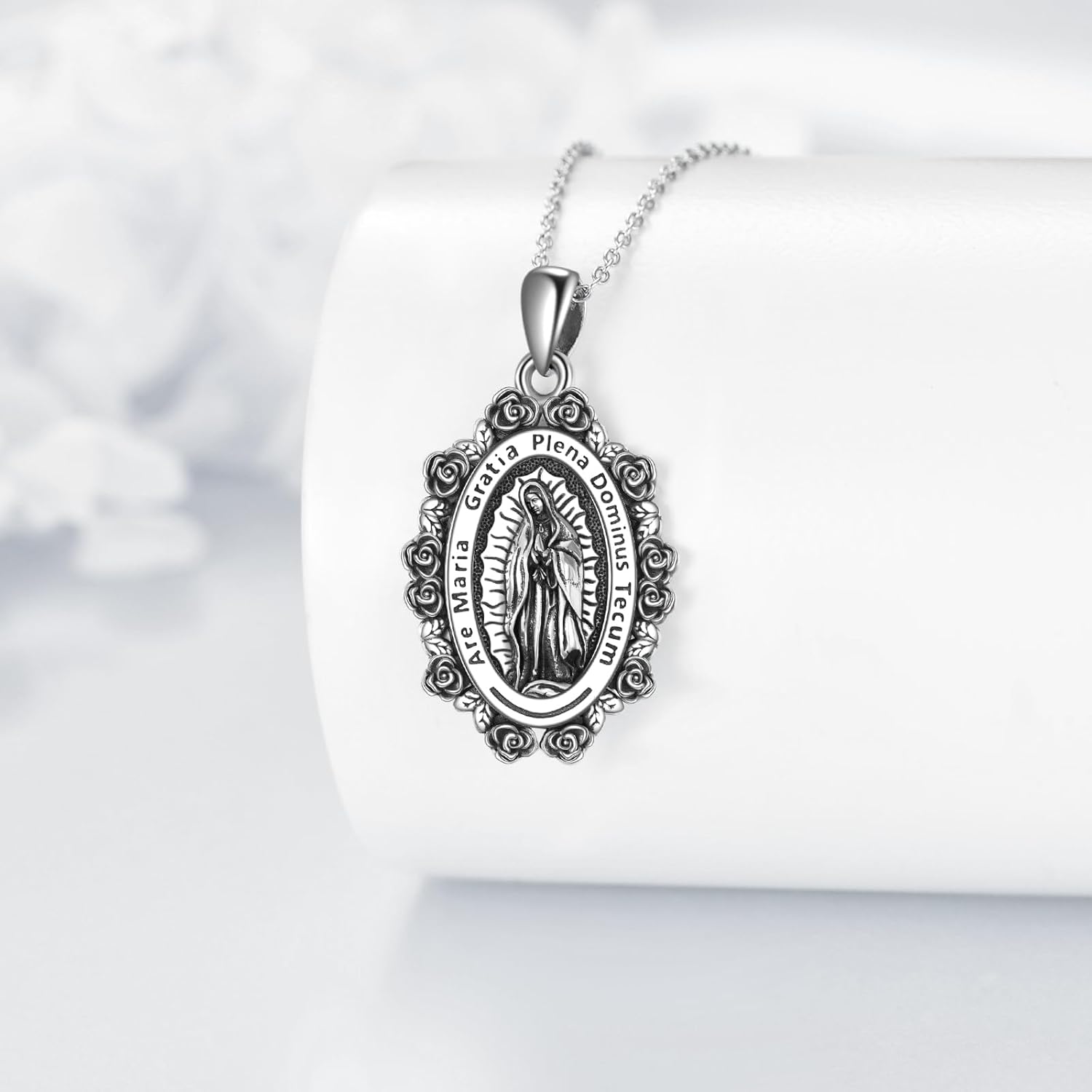 VONALA Virgin Mary Necklace 925 Sterling Silver Guadalupe Necklace Virgin Mary Pendant Religious Jewelry for Women Men Lover - Image 6