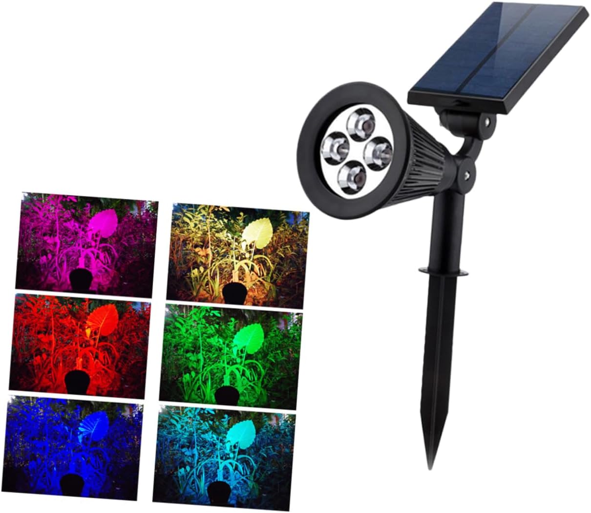 2pcs Solar Garden Decor Landscape Lights Ground Plug Outdoor Solar Spotlights for Pathway and Garden