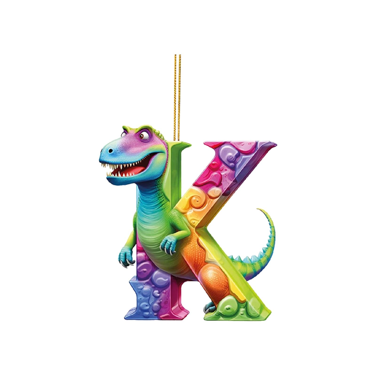 Prime Dinosaur 26 English Letters Christmas Tree Decorations, Alphabet Letter Pendant, Tree Hanging Ornament, Home Party Decor