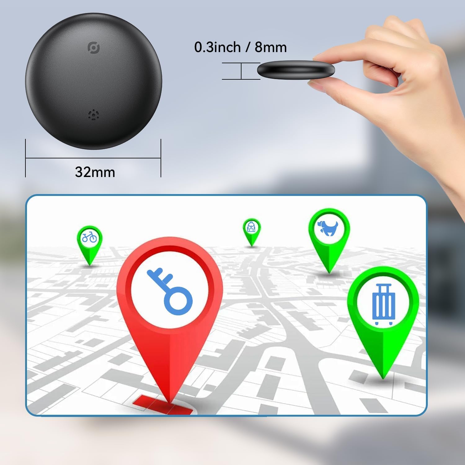 Smart Tracker Tag Android, Bluetooth Localizzatore Chiavi GPS Tracker (Solo Android) Funziona con Google Dov'è App Trova Oggetti Compatibile con Trova Dispositivo (Bianco+nero, 2 pack)