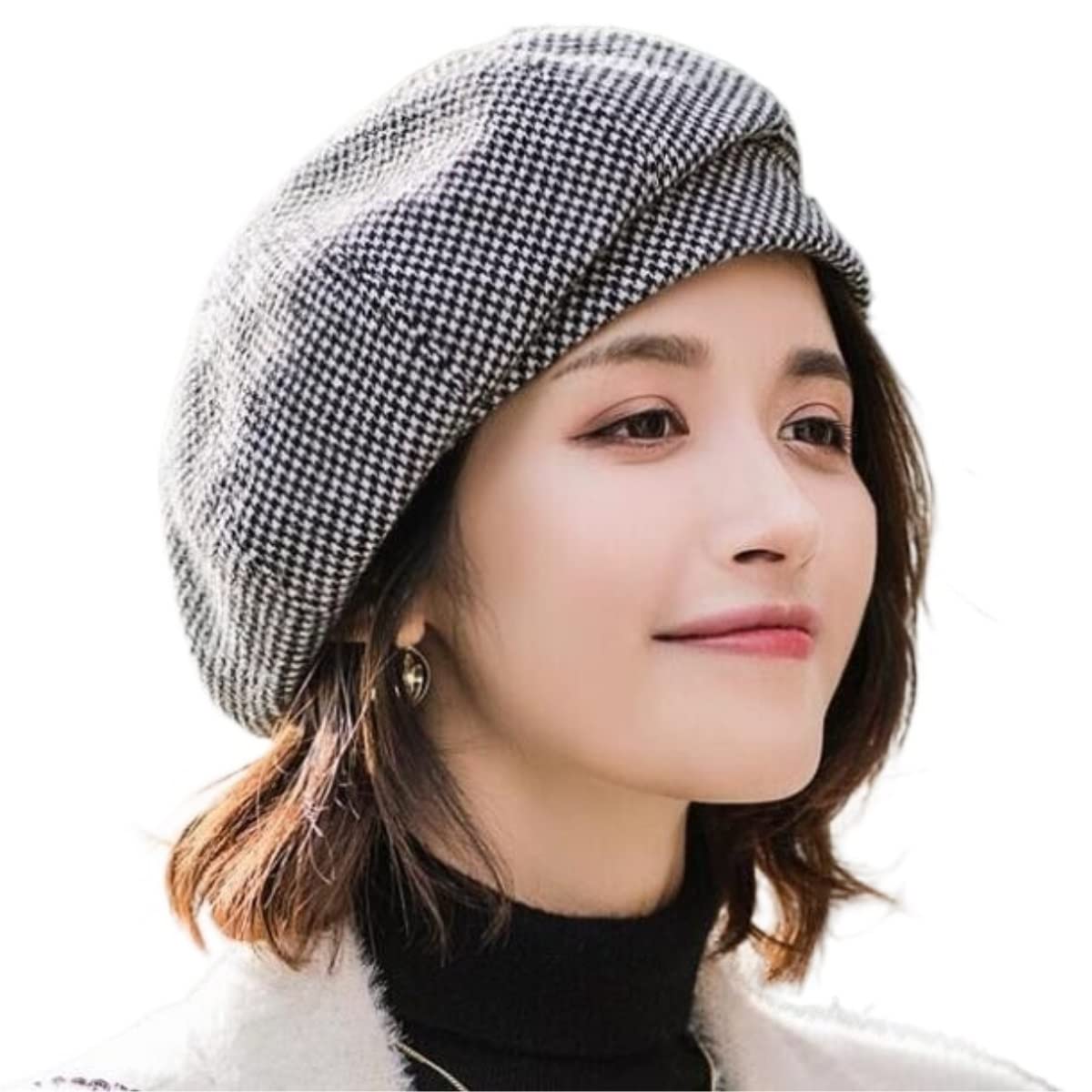 Gorro de Lana de Invierno para Mujer, Exquisito Gorro de Punto, cálido, Estilo británico, Estilo Pintor (Talla única)