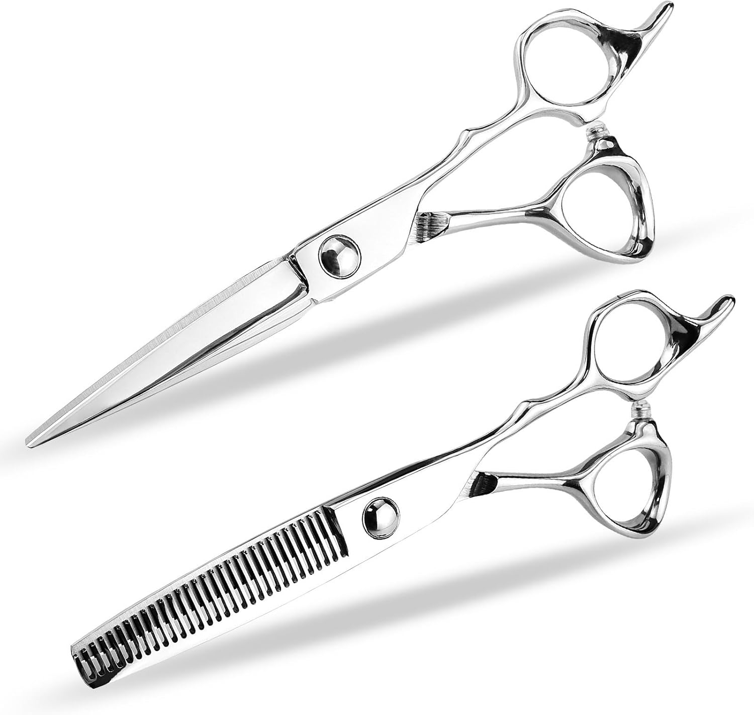 Hair Cutting Shears 6.0 Inch Silver Hairdressing Scissors Cutting and Thinning Shears Bangs Scissors Set