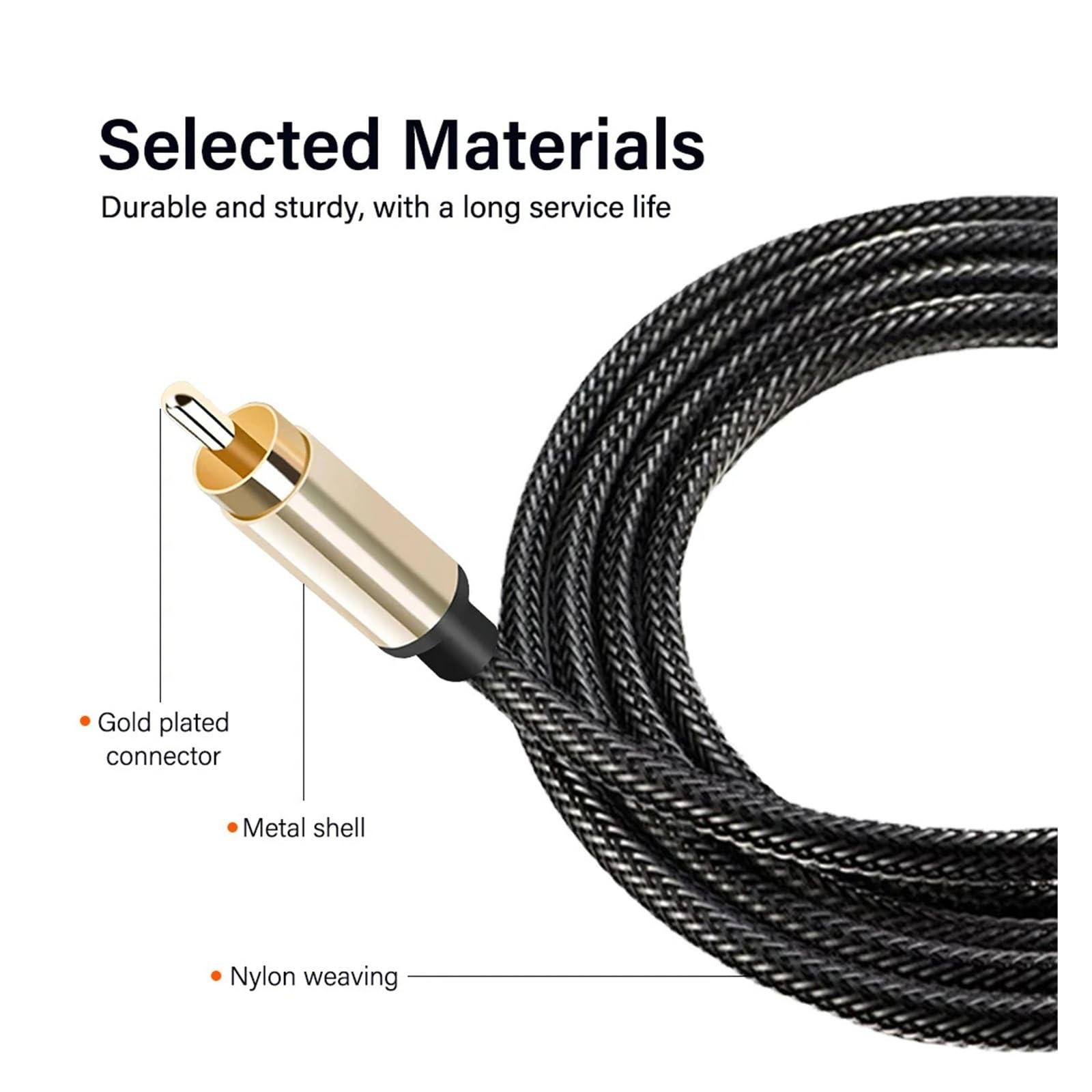 Câble Audio Coaxial S/PDIF TRRS 3,5 Mm Vers RCA, Convertisseur Adaptateur Prise Phono For Téléphone, Ordinateur Portable, Téléviseur Et Voiture, Plusieurs Longueurs Disponibles(5M)