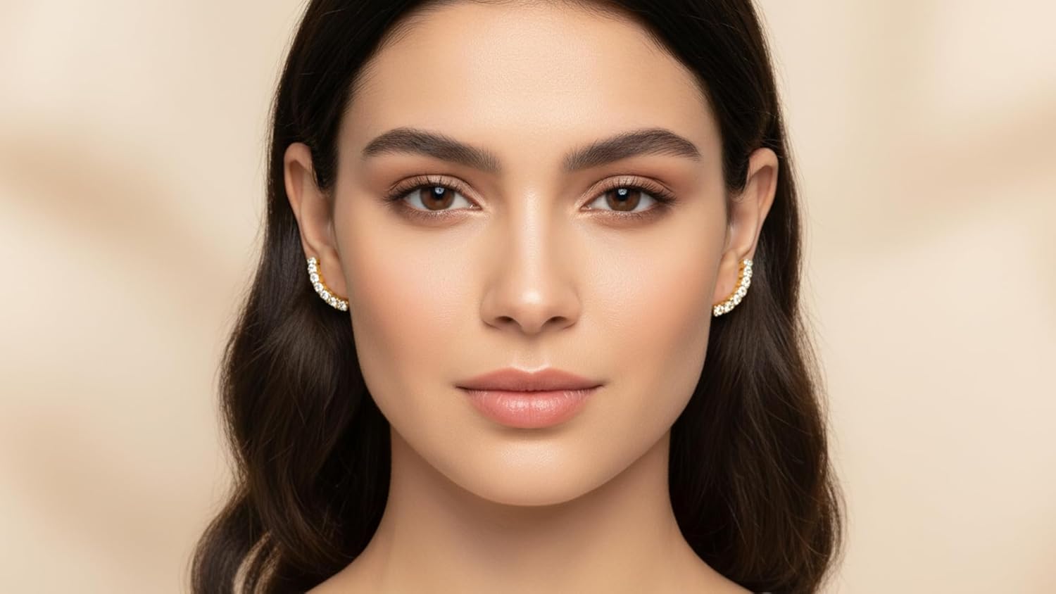 DISENO 10k Yellow Gold Ear Cuff Earrings with 0.10 ct Natural Diamonds (F-G, SI1-SI2) – Elegant Fine Jewelry for Women – Perfect for Birthdays, Weddings, Anniversaries, Valentine's Day