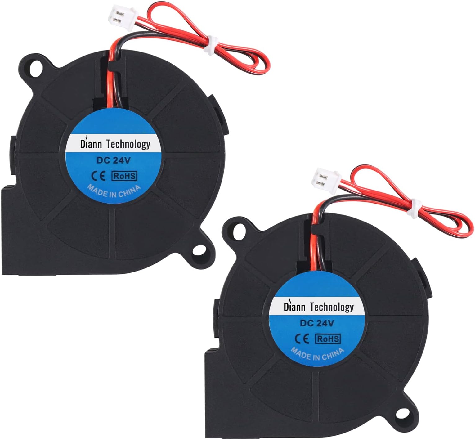Diann 2pcs 5015 3D Printer DC 24V Brushless Blower Cooling Fan Turbine Turbo 50x15mm for RepRap i3 CR-10 and Other Small Appliances Repair Replacement