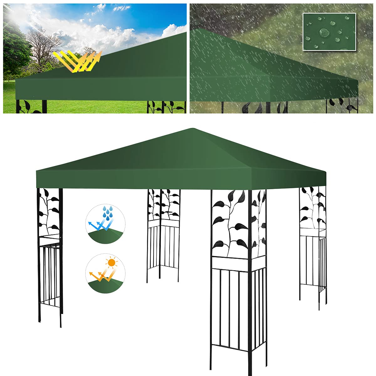 GIANTEX Tetto di Ricambio, per Gazebo Giardino di 3 x 3 M, Doppio/Singolo Strato, in Tessuto Poliestere, per Cortile/Spiaggia/Parco, 3 Colori e 2 Stili