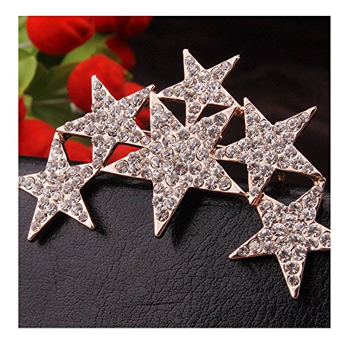 Manzhen Exquisite Gold Silver Crystal Rhinestone Star Brooch Pin (Gold) #TOP1