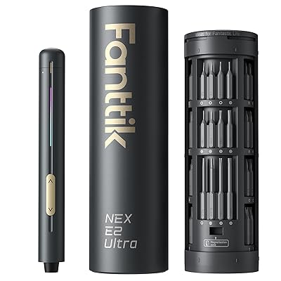 Fanttik E2 Ultra Mini Electric Screwdriver, Cordless Screwdriver, Max 0.6N.m, 50 Magnetic Bits, 5/32'' Hex, Magnetic Storage, Repair Tool for Electronics, Camera, Laptop, and PC Build (Grey)
