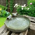Ceramic Bird Bath Bowl for Outside on Ground, 9.45-Inch BirdBath Bowl Only, Ground Bird Feeders and birdbath for Outdoors, Garden, Tabletop, Deck, Balcony and Lawn