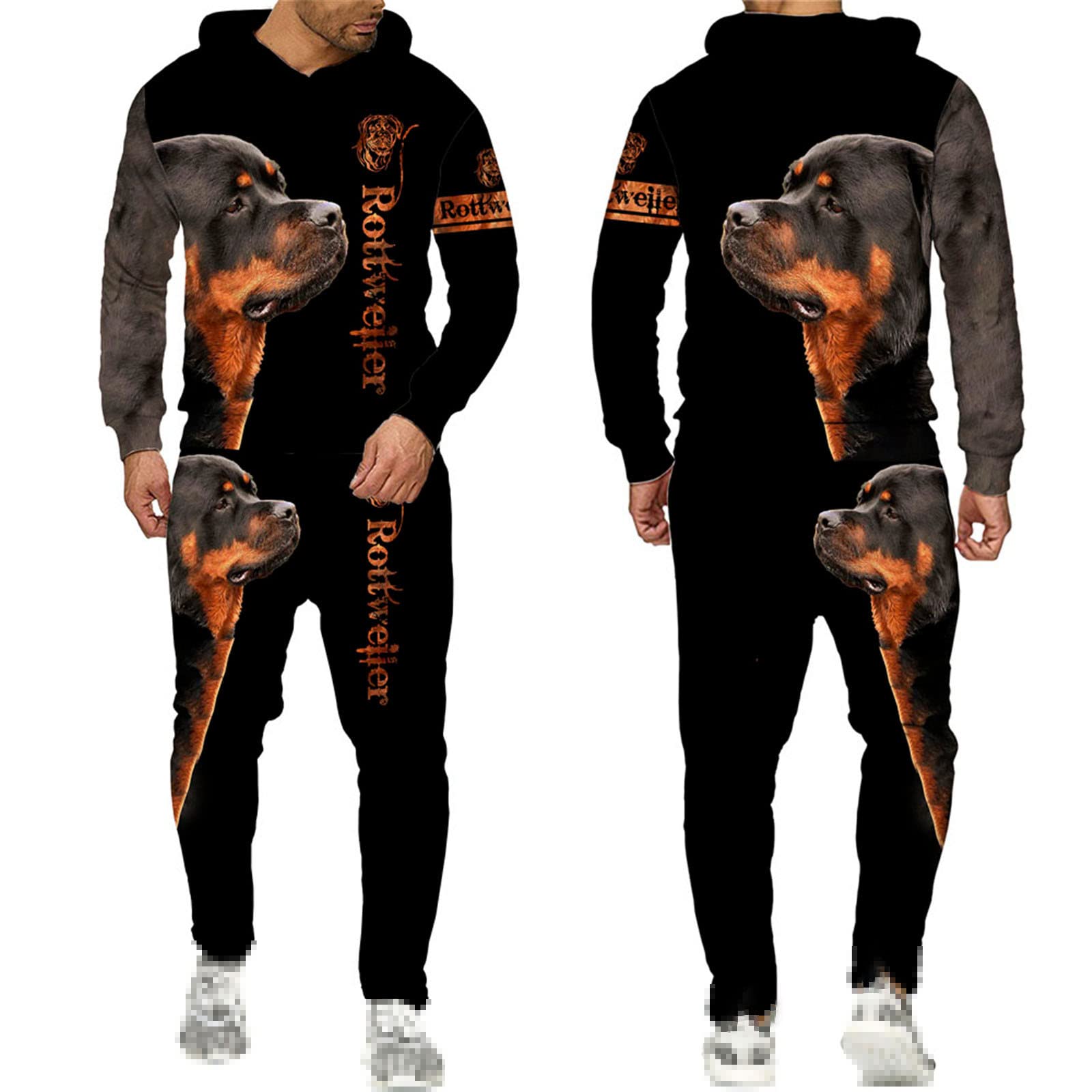 Uomo con cappuccio Sportswear 3D Stampa Cane Moda Boxe Abiti Uomo Abbigliamento Sportivo Abiti Autunno Streetwear, 1, L