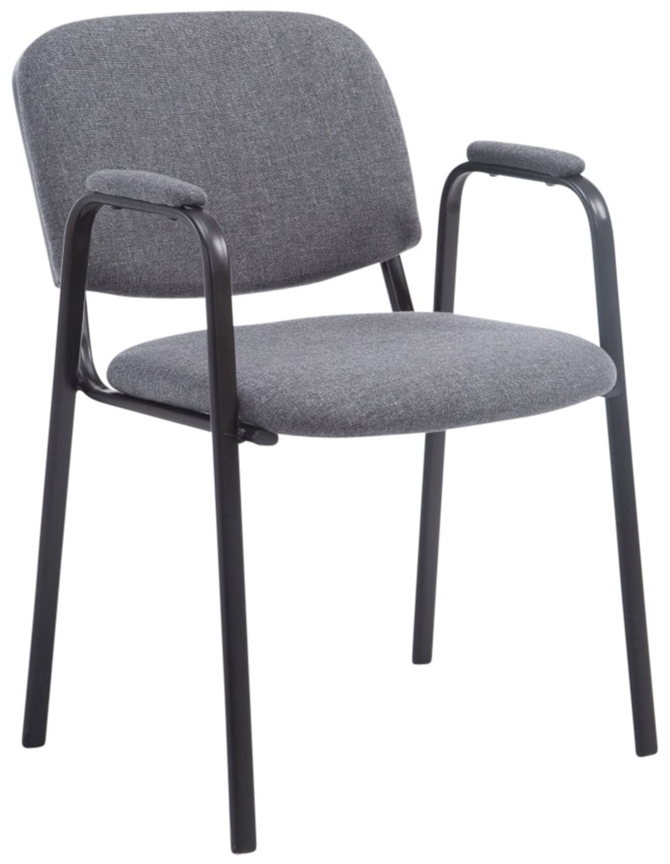 CLP Set 4 Sedie Impilabili Ken Pro con Braccioli Imbottiti, per Conferenze, in Tessuto, Struttura in Metallo Nero Robusta fino a 150 kg, Colore:grigio
