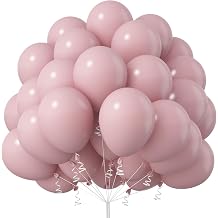 Jobkoo Dusty Pink Balloons, 12 Inch 50 Pcs Boho Blush Pink Latex Balloon | Dusty Pink Balloons Retro Vintage Pink Latex Helium Balloons for Girls Baby Shower Anniversary Wedding Birthday Party Decor