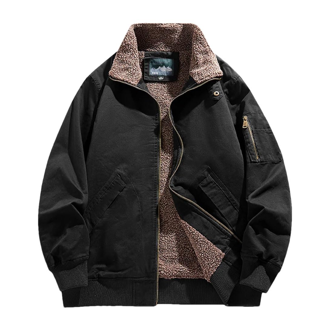 Giacca da uomo in lana di agnello invernale retrò tendenza con tasca sul braccio design esterno da viaggio cappotto da uomo giacca calda