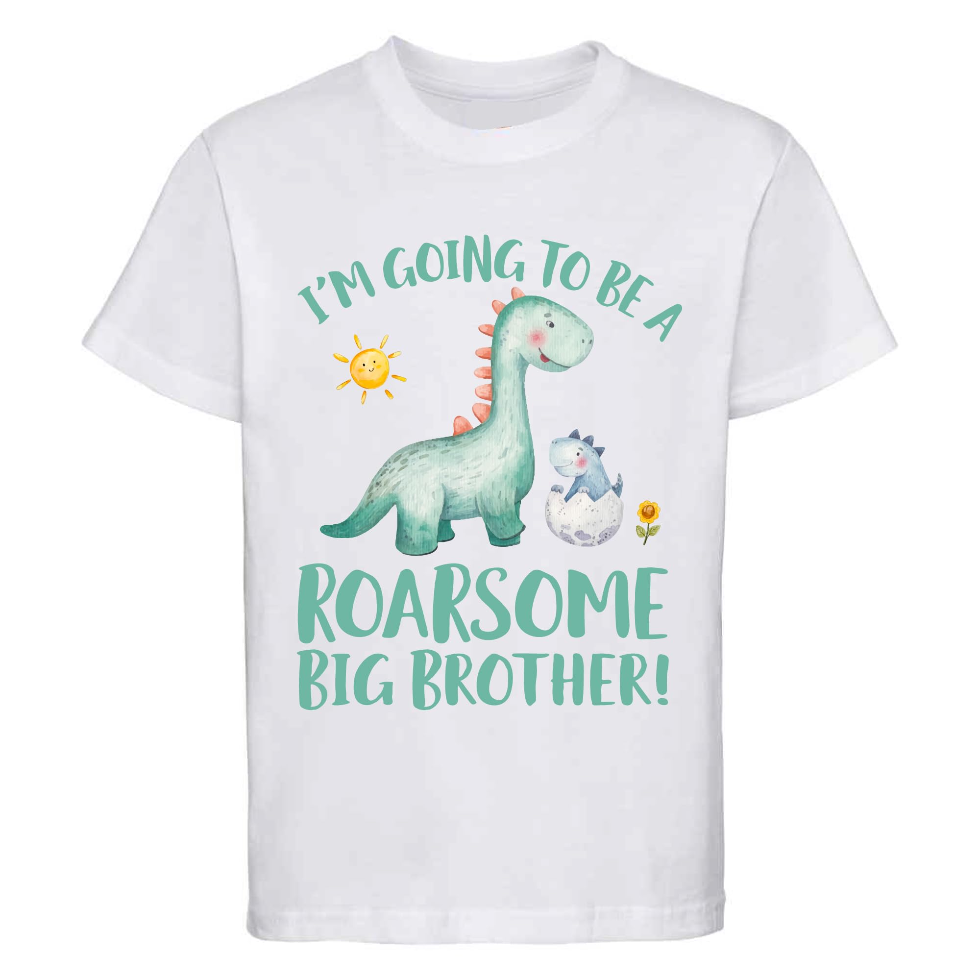 DoviteeRoarsome Big Brother Dinosaur T-Shirt for Boys – Fun Baby Announcement Tee, Adorable Dino Graphic, 100% Cotton