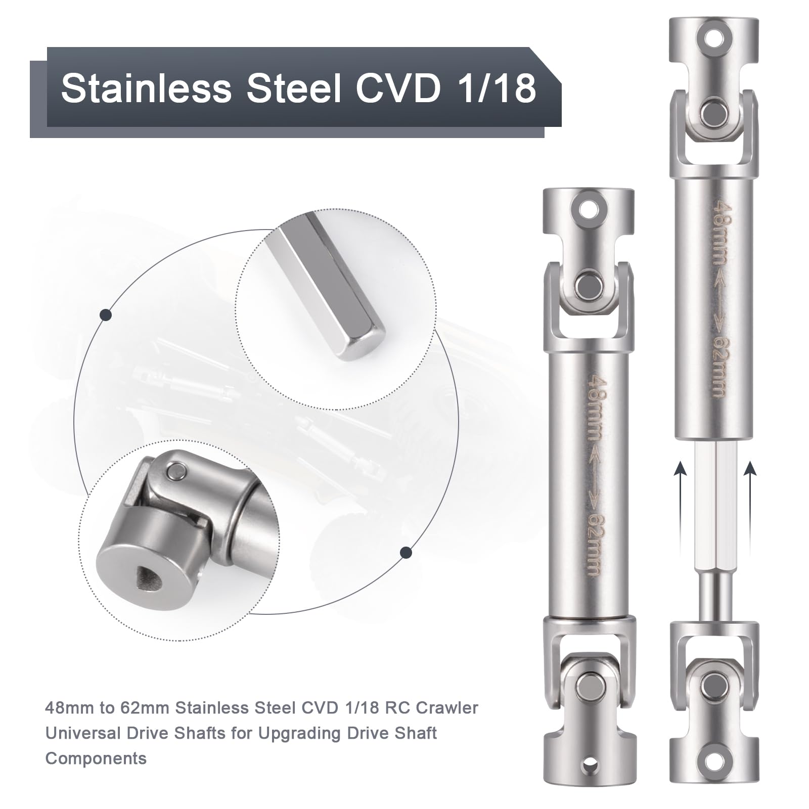 Amazon.com: RCLIONS Stainless Steel RC Drive Shaft 48-62mm