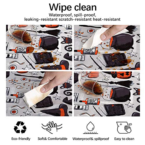 SoarDream Halloween Decoration Printed Table Runner 2 Pack 13x84 Inches Pumpkins Table Runner with Cat and Jack O\' Lantern Waterproof Table Runner