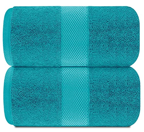 Image of White Classic Luxury Soft Aqua Bath Sheet Towels - 650 GSM Cotton Luxury Bath Towels Extra Large 35x70 | Highly Absorbent and Quick Dry | Hotel Collection Extra Large Bath Towels Oversized, 2 Pack
