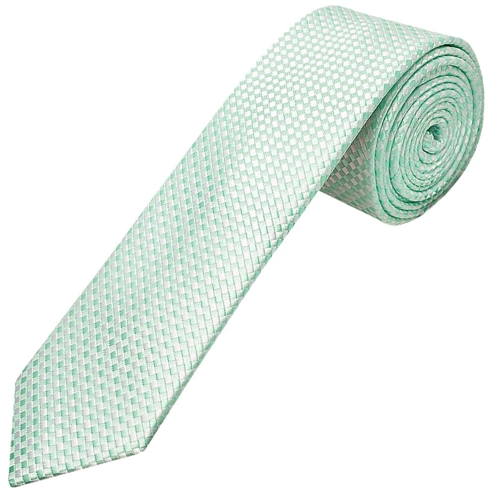 Ties R Us Men's Green Mint Diamond Neat Skinny Tie