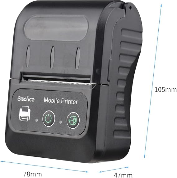 Portable 58 mm Receipt Thermal Printer 2 Inch Mini Mobile Pocket Printers with 1 Thermal Paper Roll USB & Wireless BT Connection Compatible with Windows/Android/iOS for Office Market