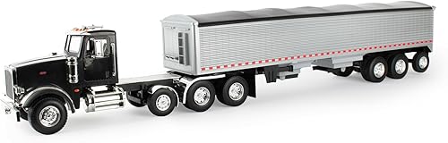 Big Farm Peterbilt Model 367 - Juguete semirremolque a escala 1:16, incluye remolque de grano, juguetes de construcción, metal fundido a presión y