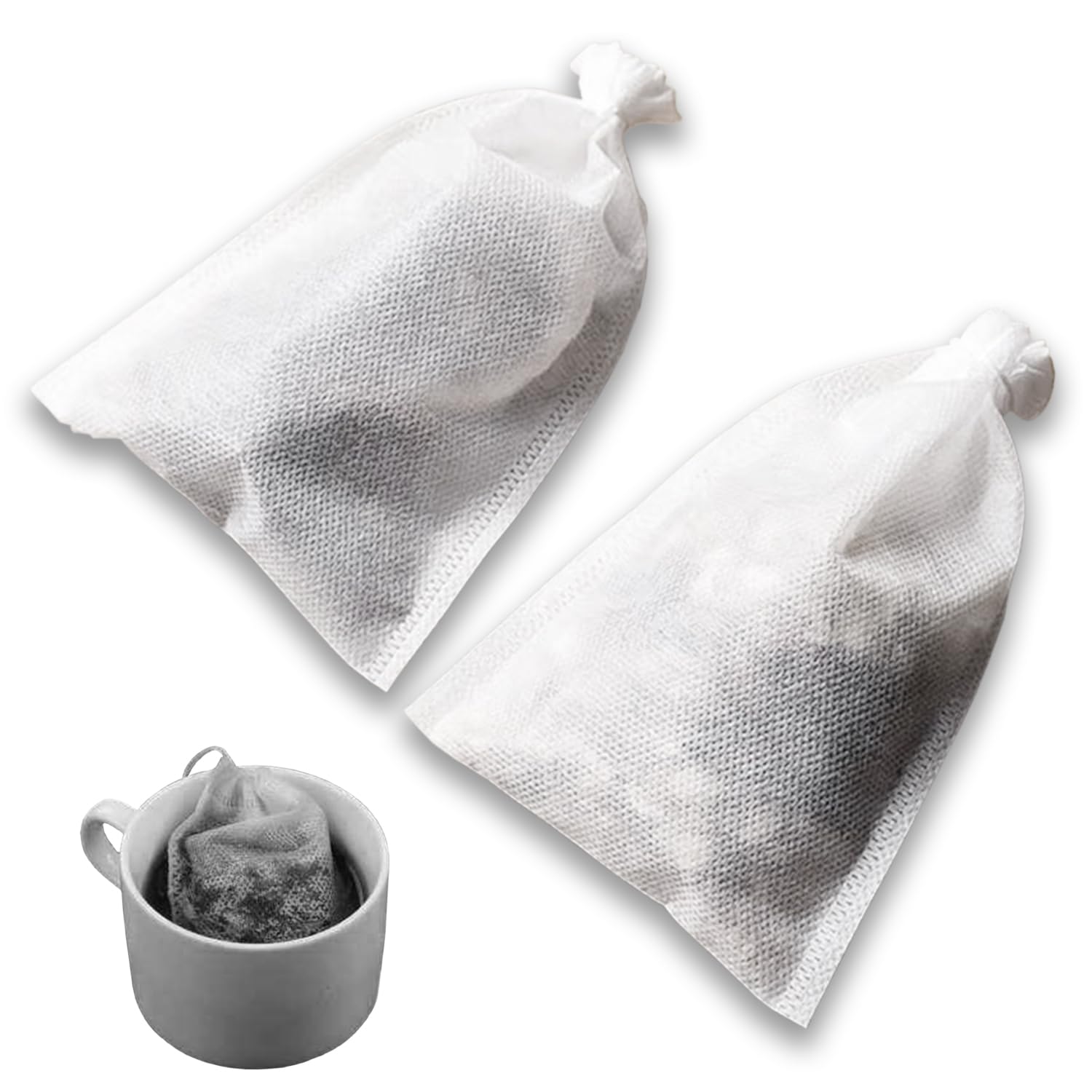 Yzurbu200pcs 2.8''x3.6'' Tea Filter Bags, Empty Bath Tea Bags with Drawsting for Loose Leaf Tea, Hot Tea, Ice Tea and Cold Brew Coffee