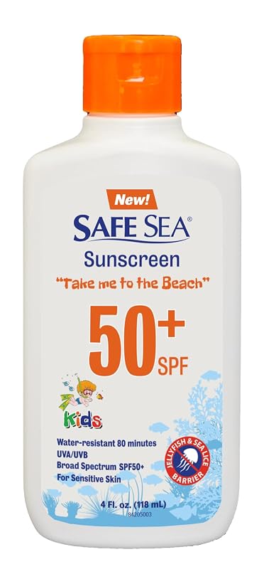 SAFE SEA Loção protetor solar infantil FPS 50+, 120 mL, biodegradável e resistente à água