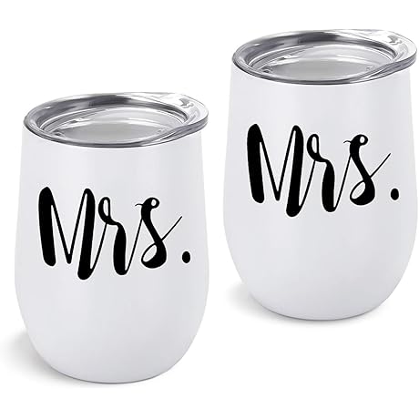 2 Pack Mrs and Mrs Wine Tumbler Set