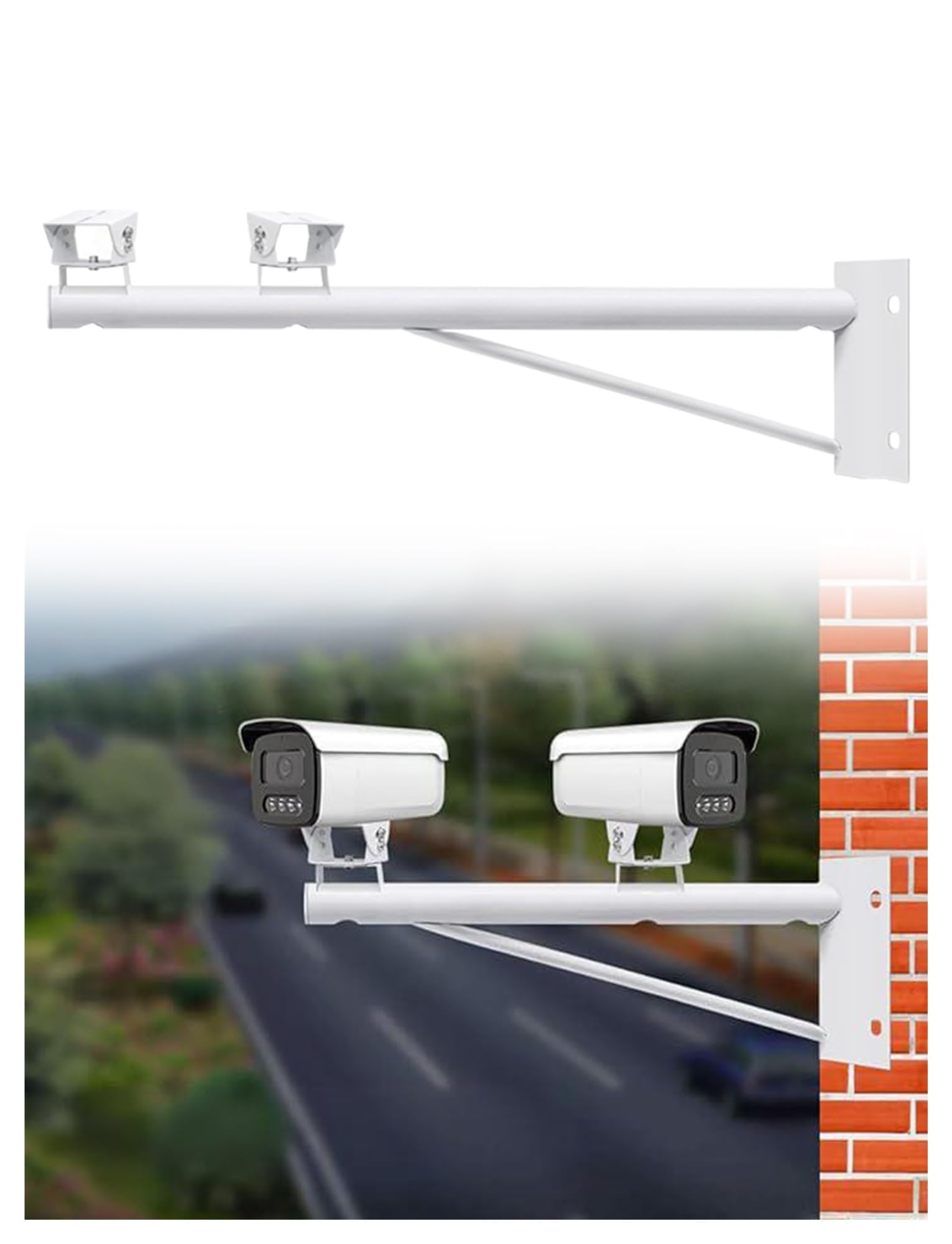 Poste para cámara, Soporte para Poste de cámara de Seguridad Exterior, Soporte de Pared de Acero galvanizado, Soporte de vigilancia Ajustable de 50/100/120/150 cm para cámaras, Duradero y r