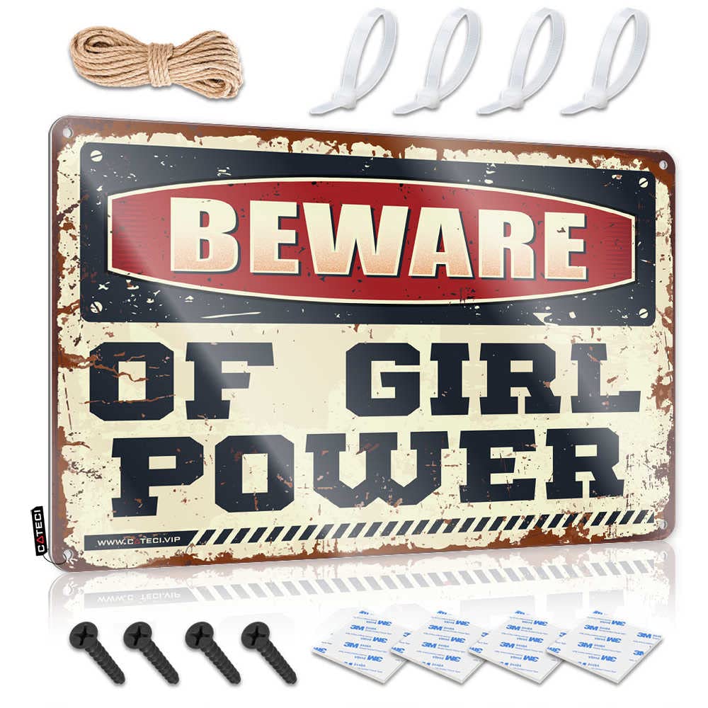 Girl Power plaque métal vintage robuste décoration côtière