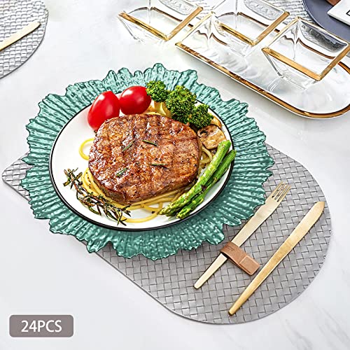 24 Platos Redondos de Plástico Reutilizables 12.6" miniatura 2