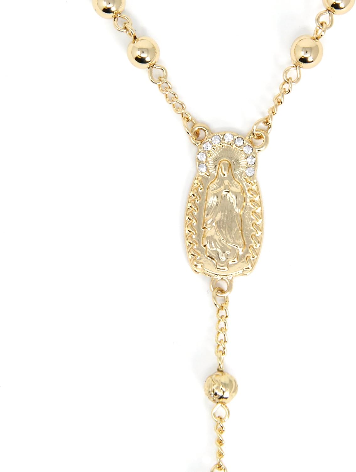 SM Stainless Steel Gold Silver Rosary 3mm-8mm CCB Beads Cross Y Necklace 20”-30” Chain for Women Men (6mm 20" (1) - Gold) - Image 5