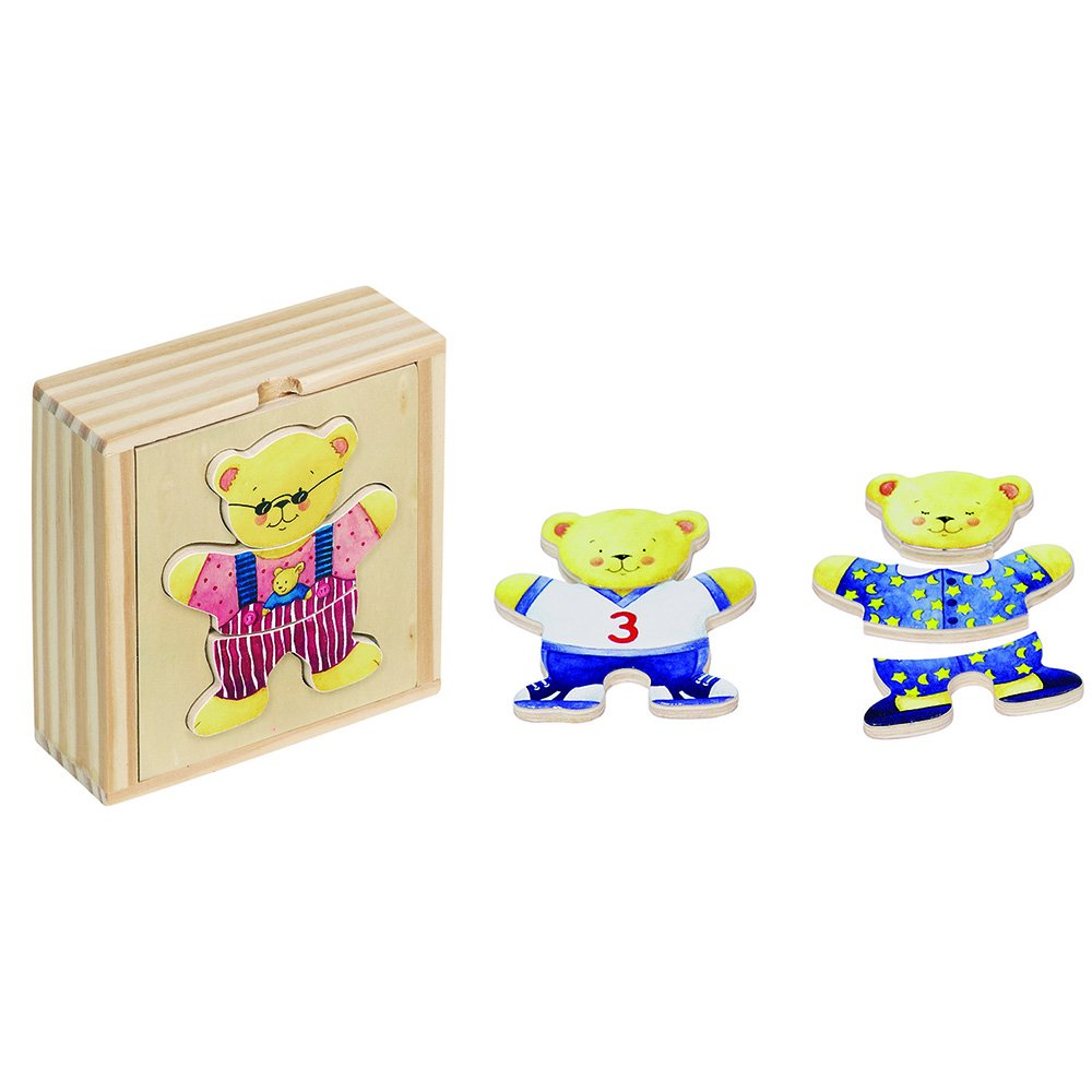 Goki 57910 - Anziehpuppenpuzzle - Bärchen im Holzkasten