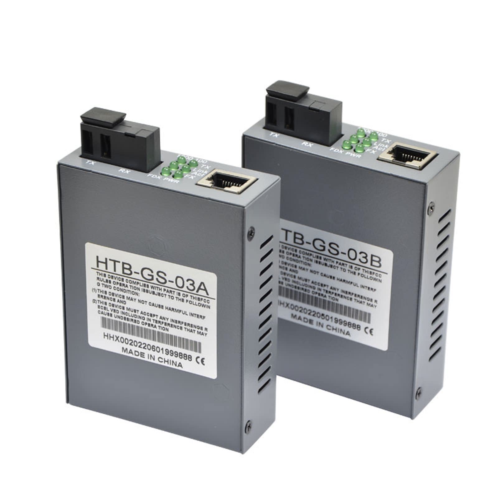 MOUDOAUER Lot de 2 convertisseurs de médias Gigabit Ethernet rapide 1,25 Gbit/s, port SC 10/100 M/1000 M, 3 km vers port RJ45, fibre SC monomode, jusqu'à 3 km