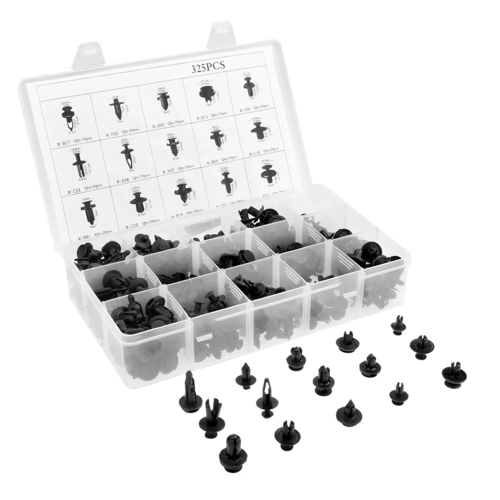 Viti e accessori 325 Pz 15 Tipo Misto Fissaggio Automatico Paraurti Per Auto Parafango Pinze Fermo Rivetto Pannello Di Rivestimento Della Porta Clip Per Honda Per Audi