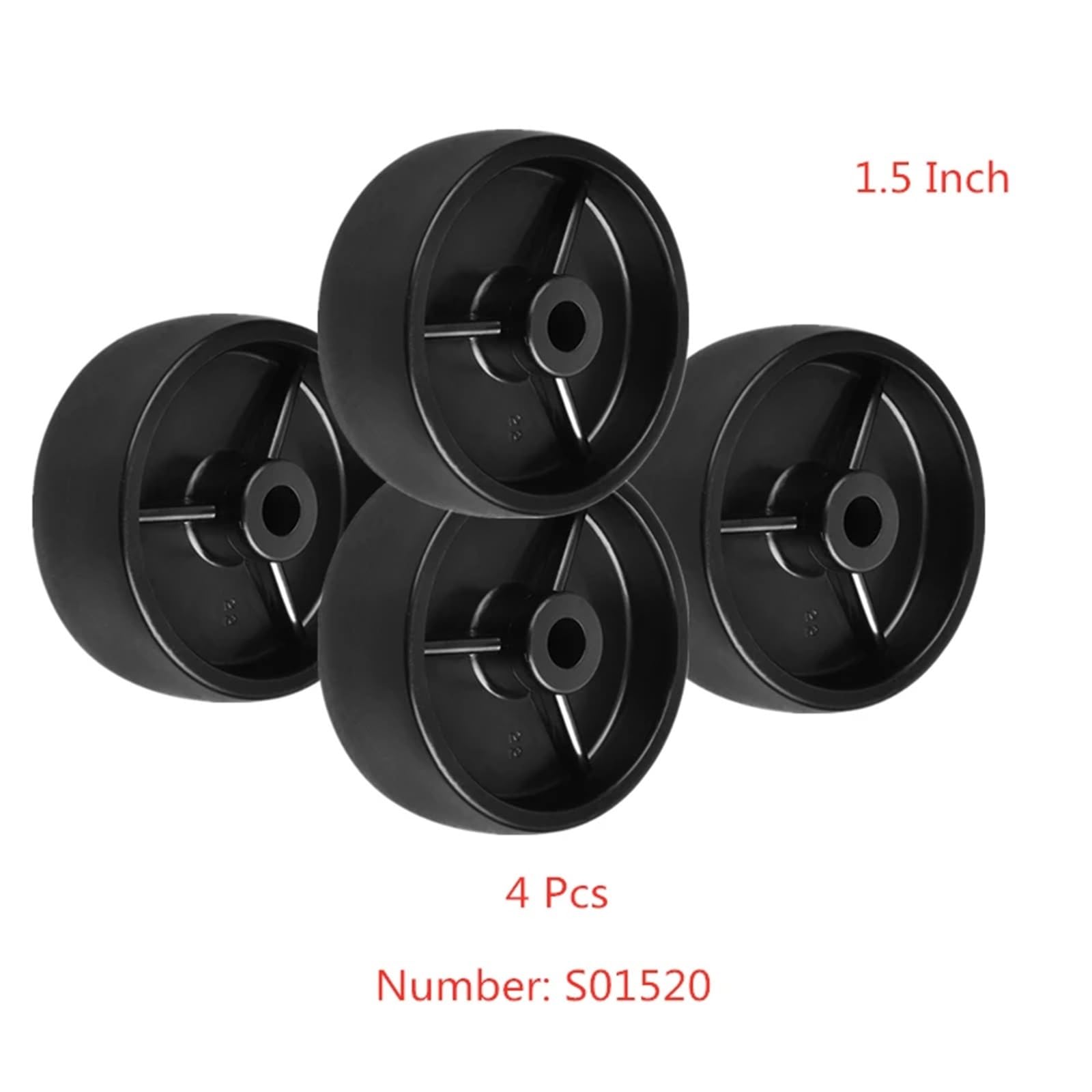 4 Pcs/Lot Casters 1.5 Inch Black Pp Single Wheel Light Plastic Smooth Piece Diameter 40mm Furniture