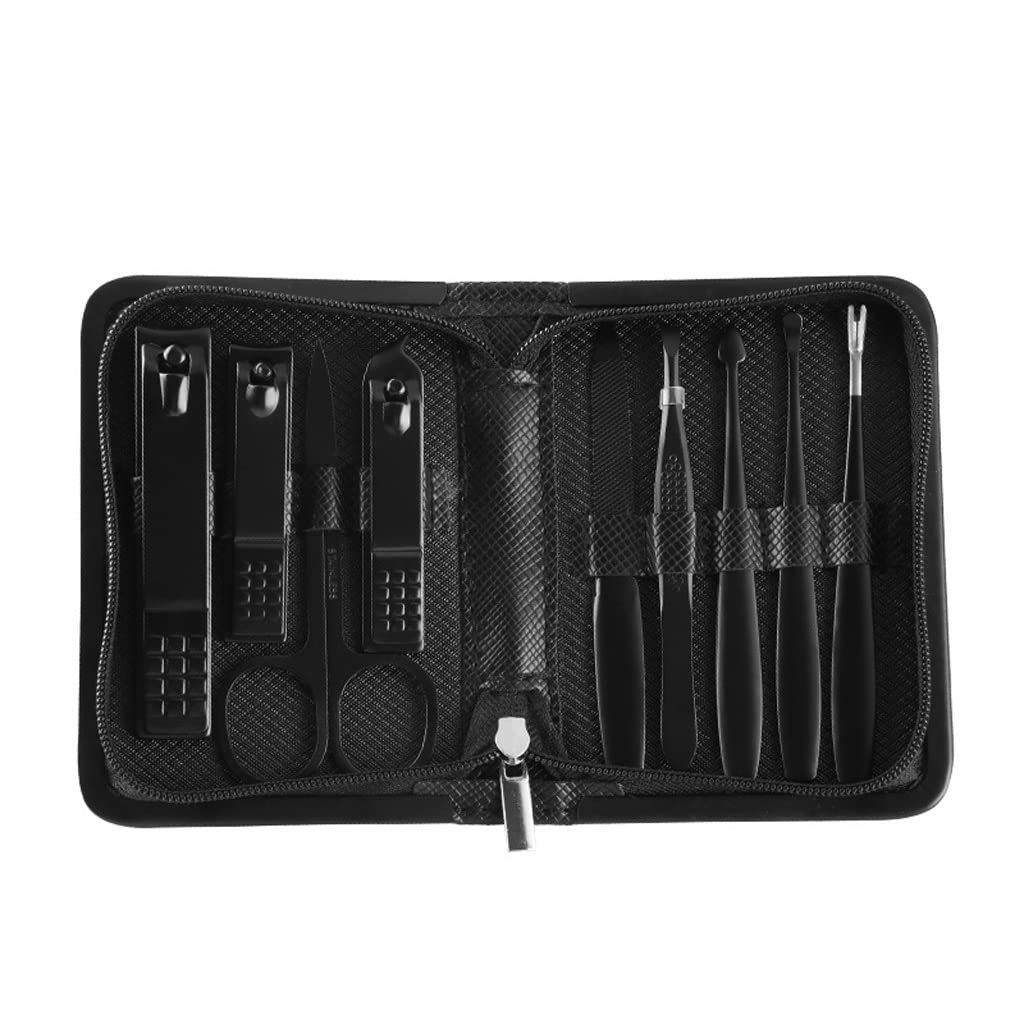 Manicure Set Stainless Steel Nail Clippers Set 9-Piece Nail Art Manicure Pedicure Tool Travel Manicure Kit Indoor and Outdoor Portable Manicure Nail Clippers Kit (Color : Red)