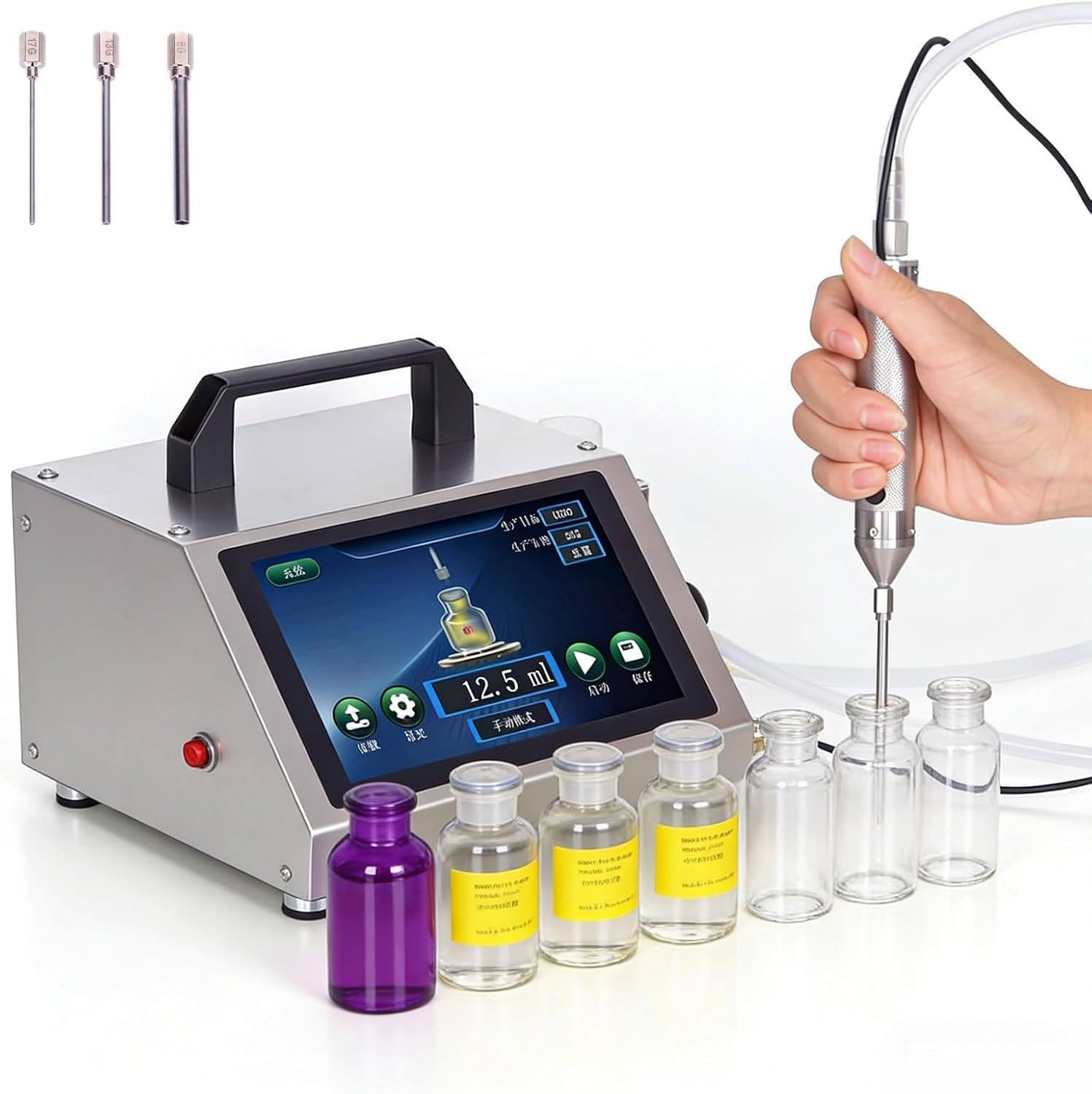 XUXIAO Small Bottle Filling Machine, Quantitative Liquid Filler, Automatic Liquid Filling Machine, with LCD Digital Control and Precision Needle Nozzle, for Accurate Liquid Dispensing HD1360
