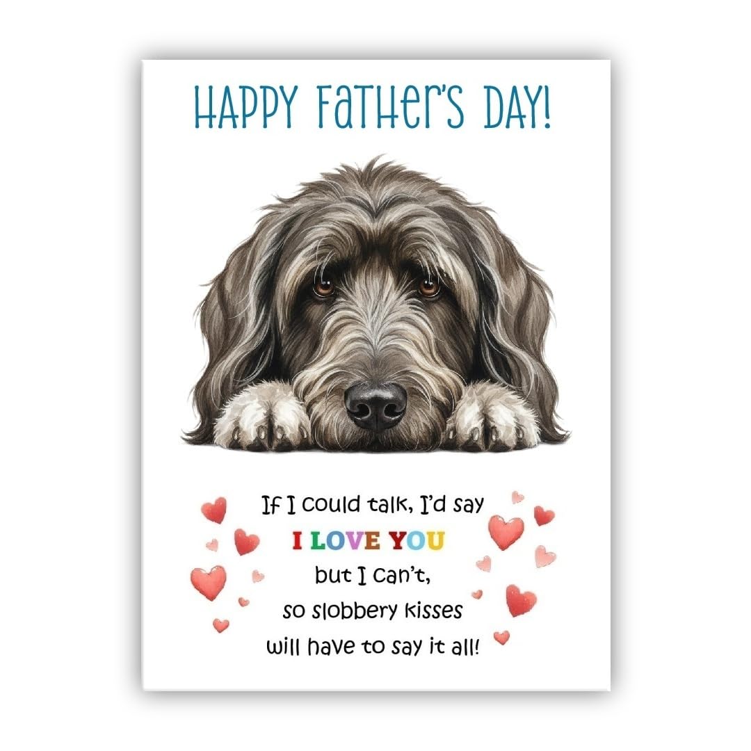 Father’s Day Card From the Dog. Multiple Breeds Available. Cute Fathers Day Pet Card (• Briard)