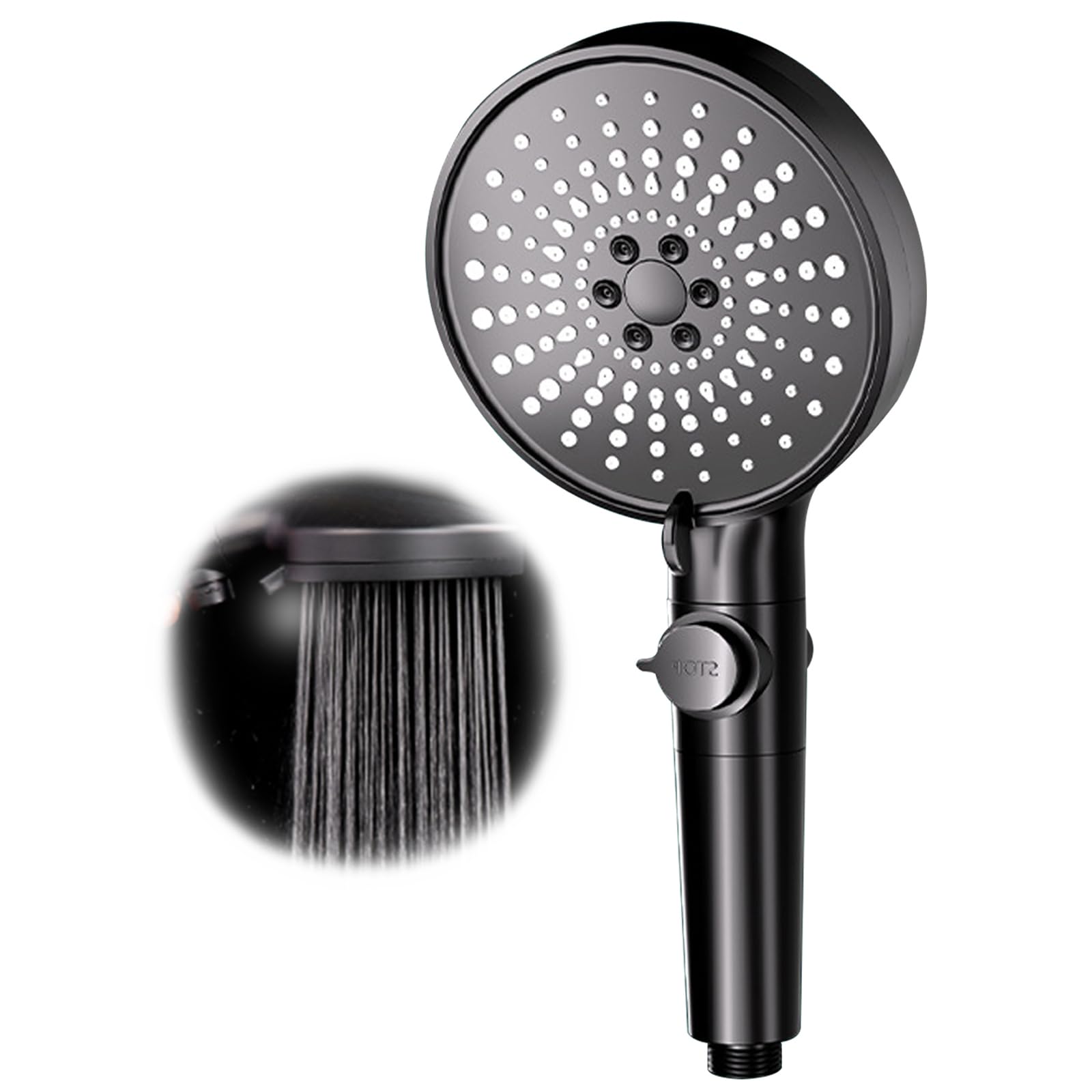 Hydroboost Hochdruck Duschkopf - 5 Strahlarten Mit Filter & Schlauch Grau