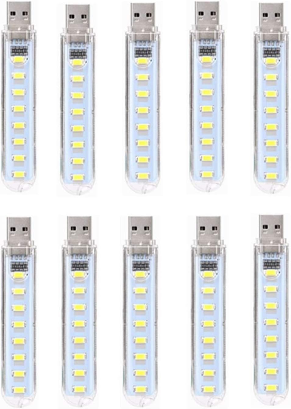 Power Bank LED Lamp Portable USB LED Lamp 5V Super Bright Book Light Reading Lamp PC Laptop Notebook 10-Pack (Color : Warm White)