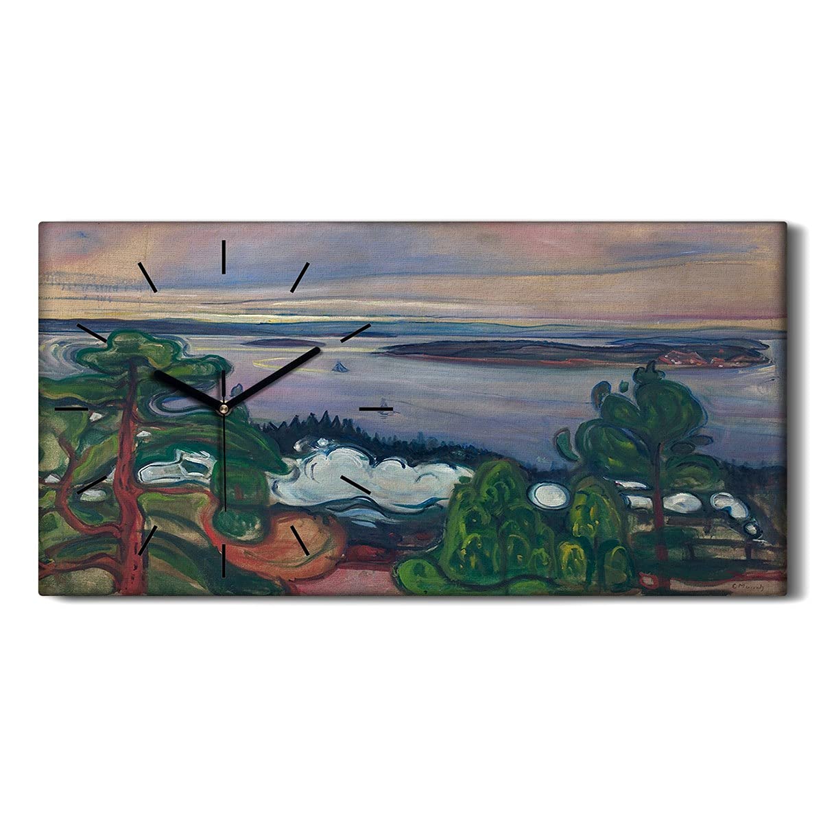 Horloge sur toile salon décoration moderne silencieuse tableau 60x30