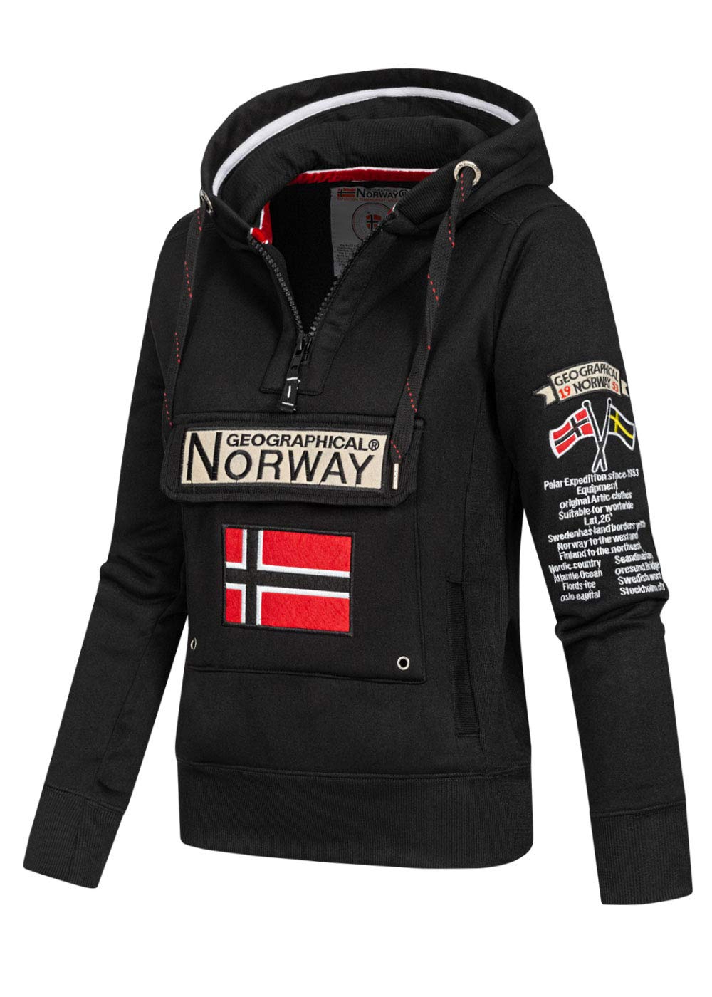 Geographical Norway Gymclass Lady - Felpa Donna Zip Hoodie Tasche - Pile Donna Maglione Manica Lunga Giacca Cappuccio - Abito Ideale Primavera Estate Autunno Inverno Stagione