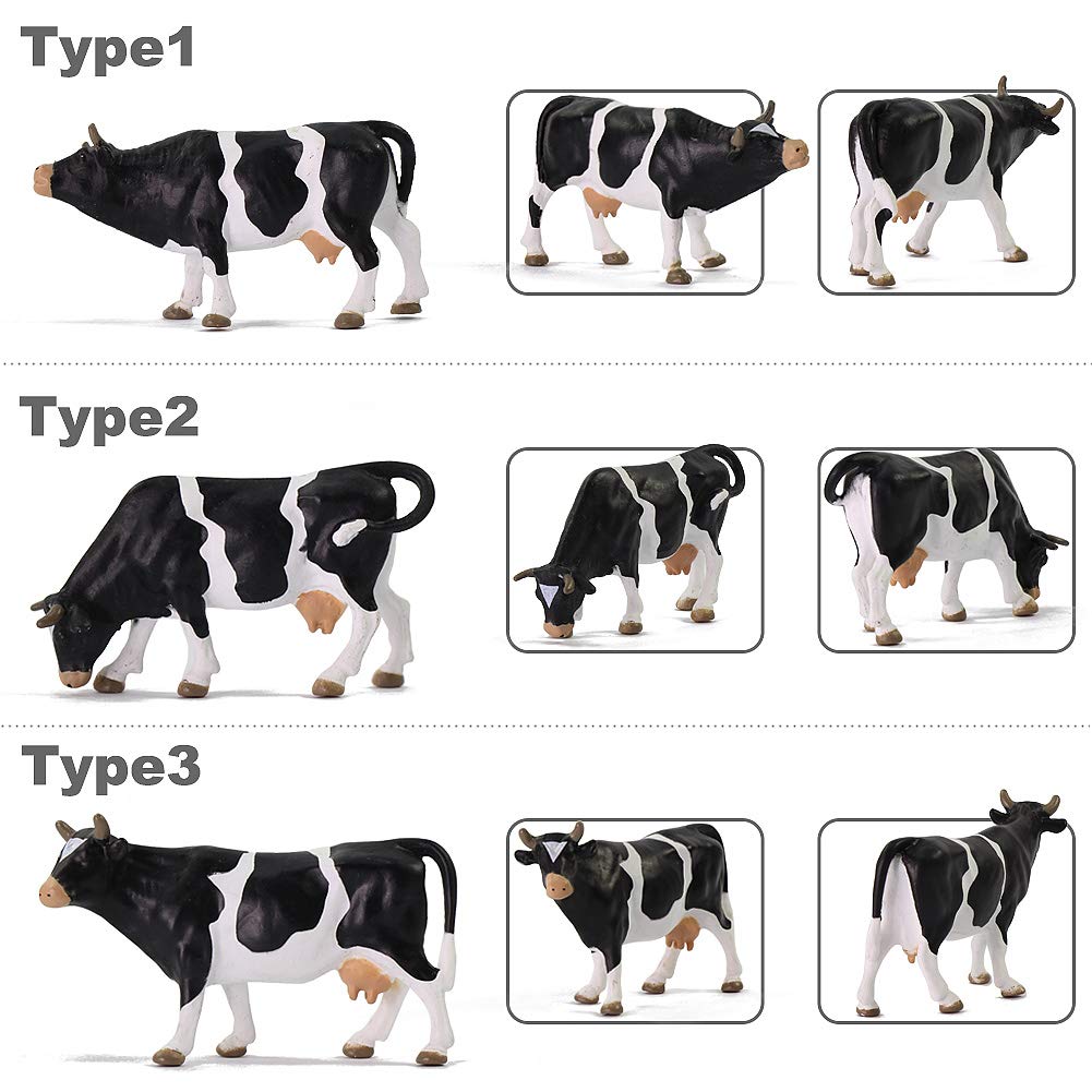 Evemodel AN4303 Lot de 15 petits trains en PVC Motif chevaux et vaches 1/43