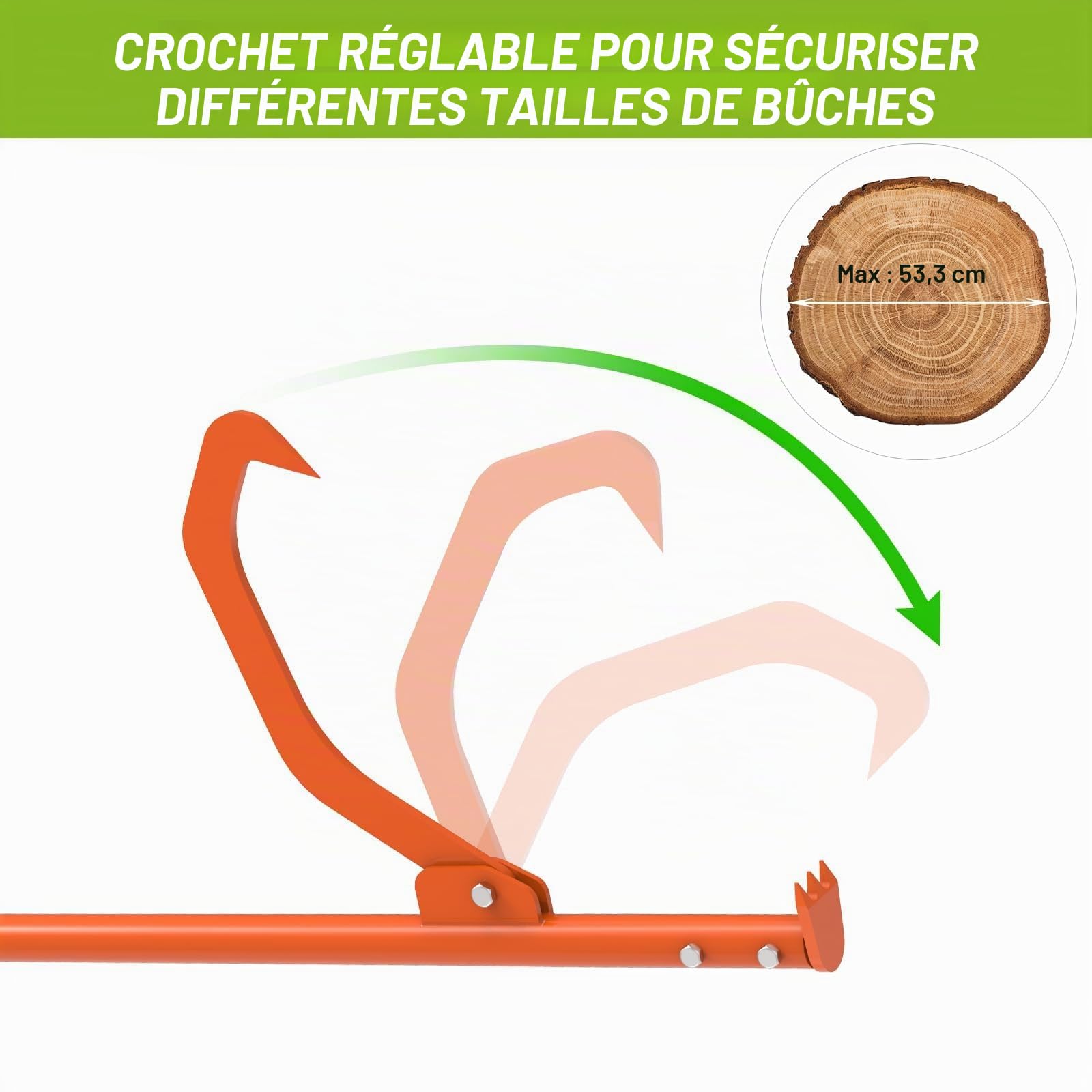 BeneLabel Levier Forestier, Timberjack Rouleau à Bûches Cric à Bûches 2en1 Accessoires pour Fendeuses à Bois pour Saisir, Déplacer et Serrer avec Poignée Antidérapante, 107-124cm