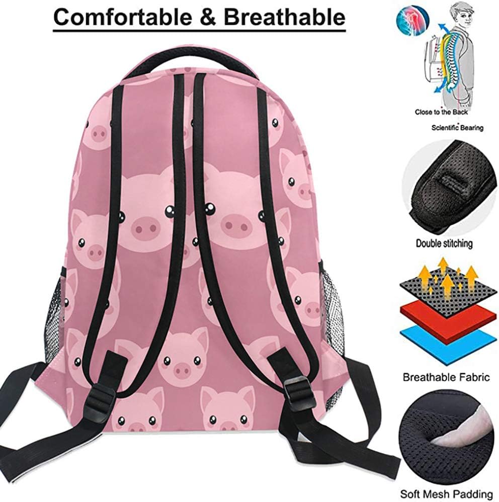 Exсluѕіvе Dіѕсоunt 🔥 Pink Cartoon Pig Face Laptop Backpack Shoulder School Bag for Girls, Animal Water Resistant College Travel Computer Notebooks Computer Bag Daypack Bookbag for Kids Boys Women