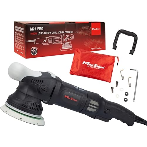 Maxshine Pro DA Polisher M21 Pro | 21mm Throw, 6" Backing Plate, 1000W, Black | Variable Speed, Ergonomic Grip, Low Vibration | Auto Detailing Buffer for Paint Correction