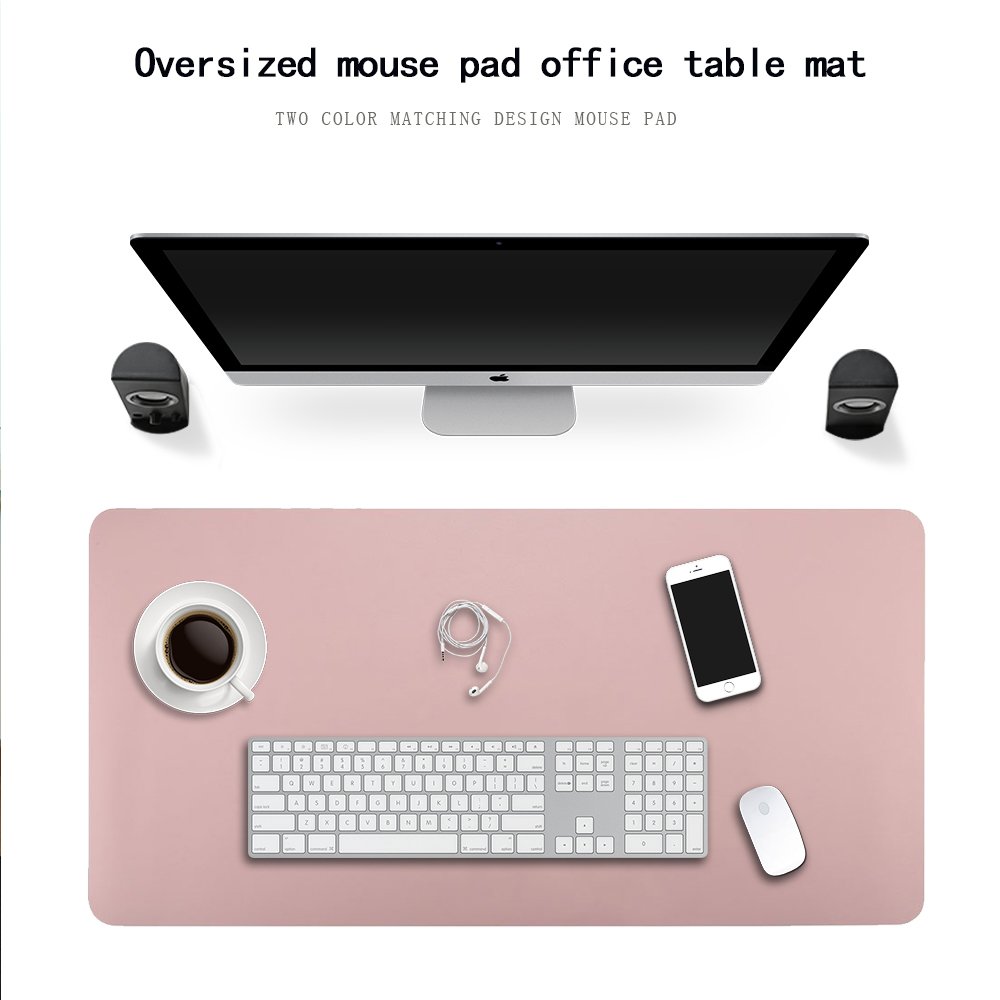 Tappetino Scrivania Jian Ya Na In Pelle PU 80x40 Cm Rosa/argento - Impermeabile Double Face 2 Mm