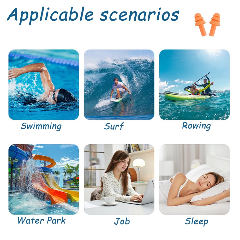 Tapones para Oídos de Silicona para Natación Dormir Buceo - 5 Pares Multicolor Niños Adultos