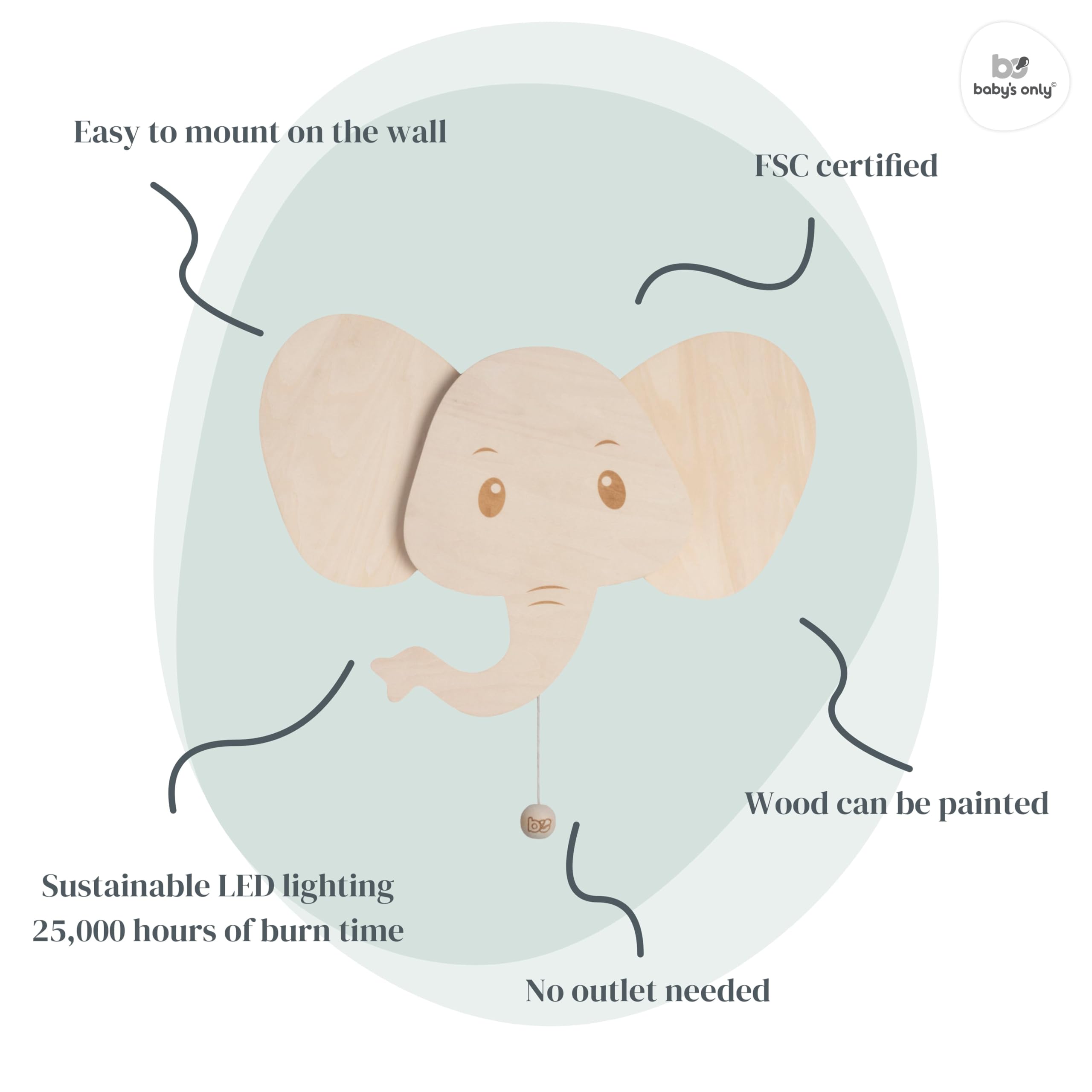 Baby's Only - Wall lamp Elephant Wonder - Brown - 23x35 cm - Image 2