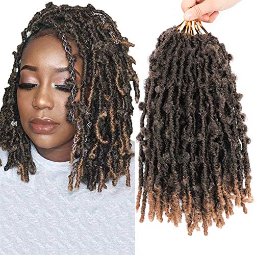Butterfly Locs Crochet Hair Faux Locs 10 Inch 7 Packs Distressed Locs Crochet Hair For Black Women Soft Locs Bob Short Crochet Braids Pre Looped Synthetic Braiding Hair Extension (10 Inch, T1B/27)